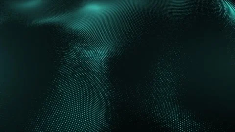 Abstract flowing dot wave in teal colors, digital particle surface with smoot Stock Footage 326779525