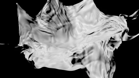 Abstract Flowing Forms in Smooth Black and White 3D Render Art Stock Footage 341926738