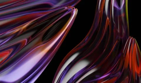 Abstract flowing forms. Smooth, translucent surfaces with gradients of red,.. Stock Illustration
