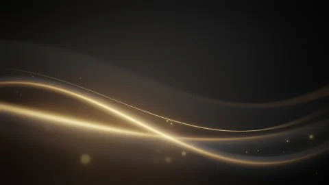 Abstract flowing gold light waves on dark background Stock Footage 284014078