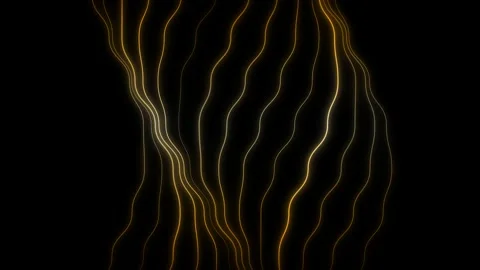 Abstract flowing golden lines on black background Stock Footage 344207299