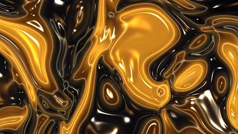 Abstract flowing golden liquid with dark reflective swirls. 4K 스톡 동영상 345111262