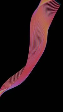 Abstract Flowing Gradient Lines on Black Background Stock Illustration