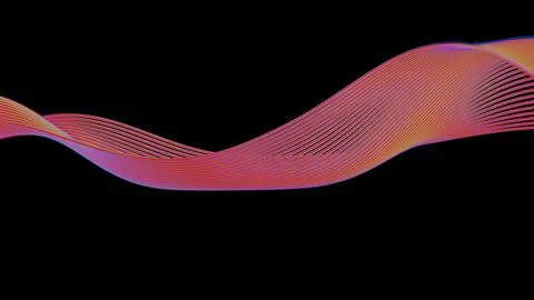 Abstract Flowing Gradient Lines on Black Background Stock Illustration