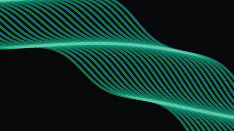 Abstract flowing green and blue lines on a dark background creating a dynam.. Stock Illustration
