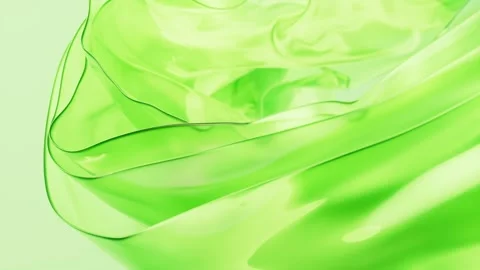 Abstract flowing green fabric simulation slow motion soft organic movement. Vídeos de archivo 332390450