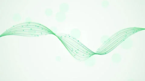 Abstract flowing green lines motion graphic with floating particles on ligh.. Видео 347219764