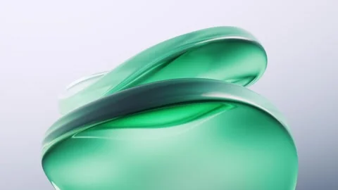 Abstract flowing green liquid shape in motion on light background Stock Footage 327112606