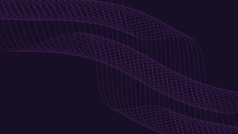 Abstract flowing grid lines on a dark purple background creating a modern d.. Stock Illustration