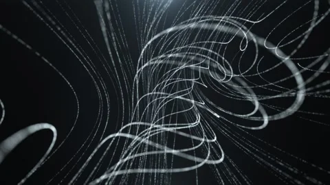 Abstract flowing light lines and particles on a dark background, forming dyna Stock Footage 325371355