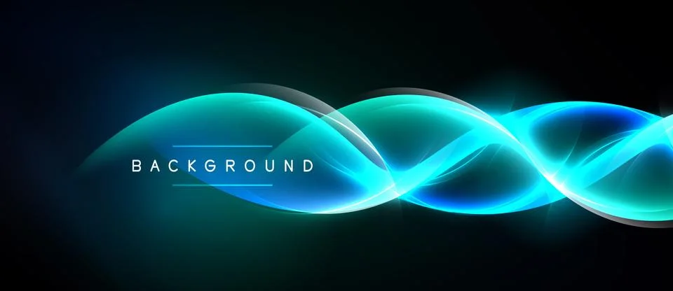 Abstract flowing light lines create dynamic background. Teal, turquoise hues Stock Illustration