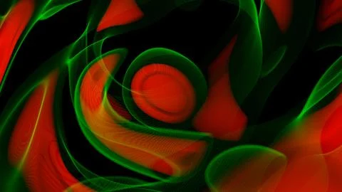 Abstract Flowing Light Patterns in Green and Red Illustrazione stock