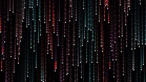 Abstract flowing light streaks: Dynamic particle data visualization backgroun Stockbeeldmateriaal 341058043