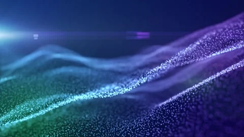 Abstract flowing light waves with dynamic motion. Vibrant particle stream backgr Stock-Footage 340456870