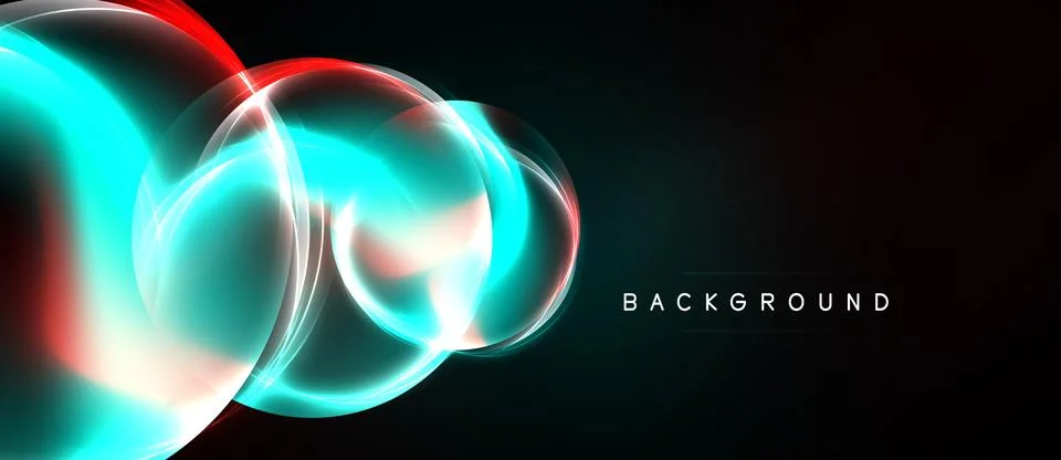 Abstract flowing lights create dynamic composition. Teal, red, white curves Stock Illustration