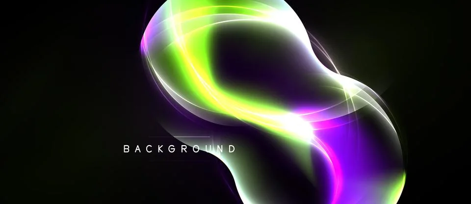 Abstract flowing lights create vibrant shapes. Dark background emphasizes Stock Illustration