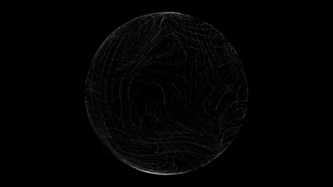 Abstract Flowing Lines and Starry Dots on black Circular Design Stock Footage 341778619