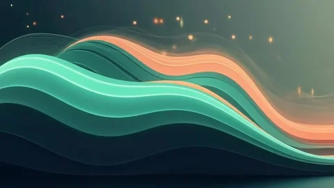 Abstract Flowing Lines Animation in Teal and Orange with Bokeh Particles Stock Footage 314146499