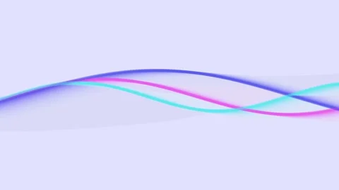 Abstract flowing lines with bright neon colors on light purple background, .. Vídeos de archivo 341658523