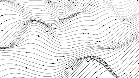 Abstract Flowing Lines with Circles on Them Smooth Waves Seamless Looping Stock Footage 143225517