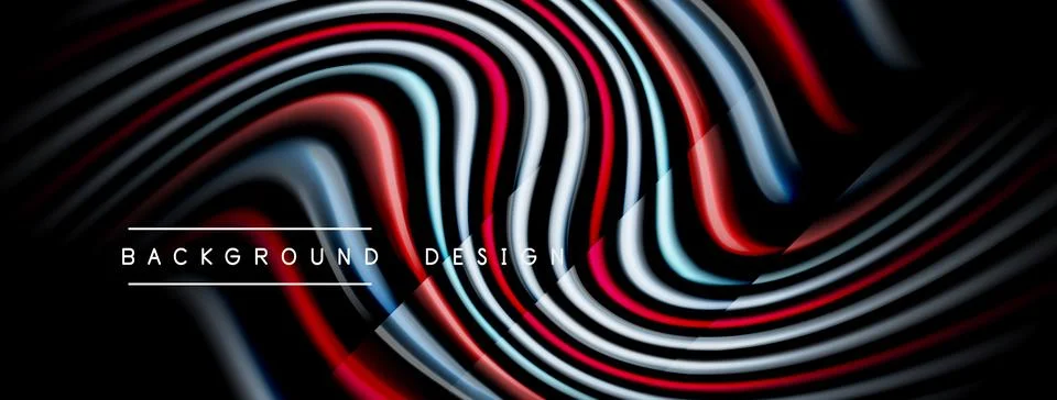 Abstract flowing lines create dynamic background. Red, white, blue hues blend Illustrazione stock
