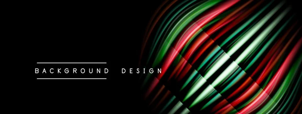 Abstract flowing lines create dynamic visual effect. Dark background emphasiz Stockillustratie