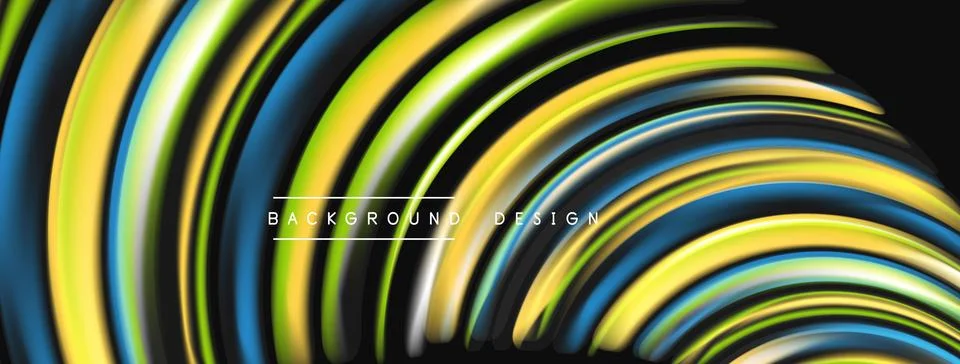 Abstract flowing lines create dynamic visual effect. Bright colors blend, Stock Illustration
