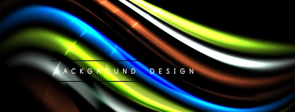 Abstract flowing lines create vibrant wave pattern. Bright colors contrast Stock Illustration