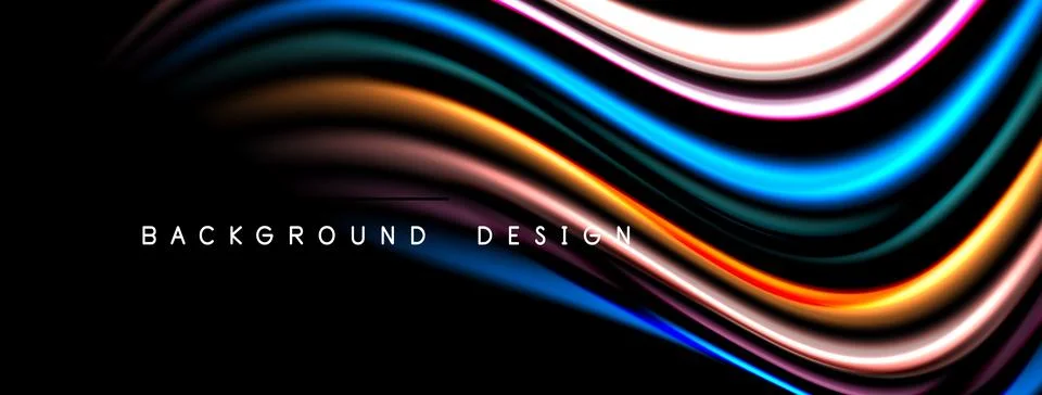 Abstract flowing lines create vibrant waves. Colors blend, forming dynamic Stock Illustration