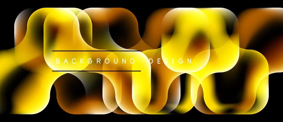 Abstract flowing lines create vibrant yellow, orange shapes. Dark background Stock Illustration