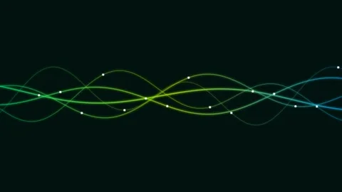 Abstract flowing lines with glowing nodes on a dark background wallpaper Video stock 338309641