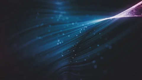 Abstract Flowing Lines with Glowing Particles Stock Footage 305202791