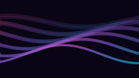 Abstract flowing lines with a gradient color transition on dark background 库存影片 336262443