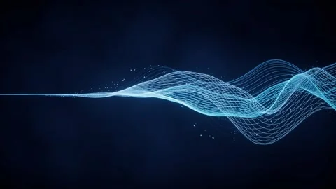 Abstract flowing lines with particles on dark background represents digital.. Video stock 327248005