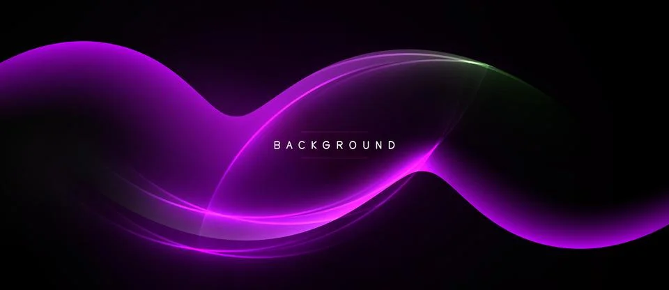 Abstract flowing lines, purple gradient, dark background. Modern design ele.. Stock Illustration