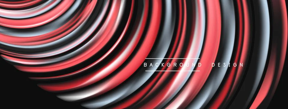 Abstract flowing lines, red, gray, black. Dynamic wave pattern creates modern イラスト素材
