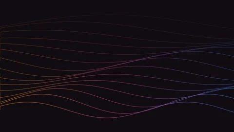 Abstract flowing lines with a vibrant gradient on a deep black background Vídeo Stock 336263426