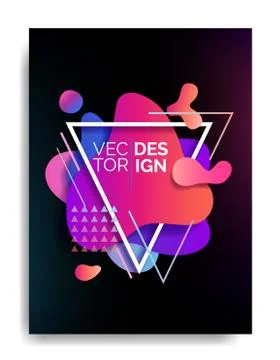 Abstract flowing liquid elements poster A4, colorful forms, dynamic geometric Stock Illustration
