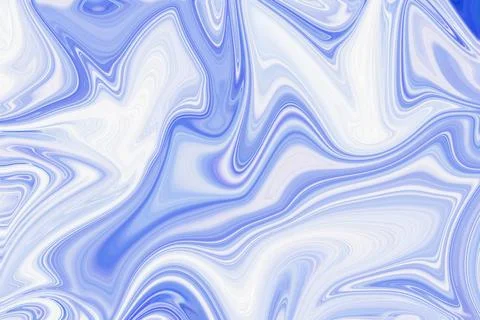 Abstract flowing liquid marble background with swirling blue and white paint Stock Illustration