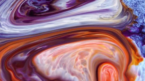 Abstract flowing liquid marble texture in motion. Vibrant swirling ink patterns  Stock Footage 340456595