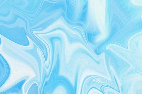 Abstract flowing liquid marble texture with bright blue and white wavy swirl Stock Illustration