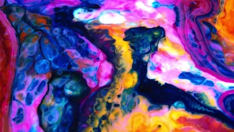 Abstract flowing liquid motion background with vibrant neon colors. Psychedelic  스톡 동영상 340456758