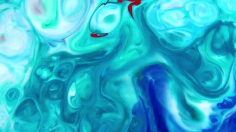 Abstract flowing liquid motion with vibrant red dye swirl. Dynamic fluid art bac Видео 340450149