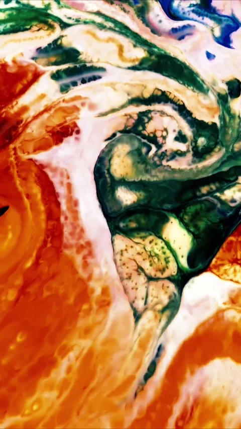 Abstract flowing liquid motion with vibrant orange and yellow hues in dynamic Stock Footage 347692616
