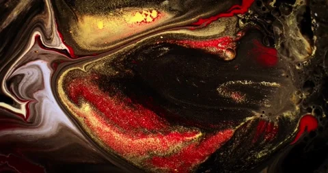 Abstract flowing liquid paint in vibrant motion. Dynamic swirling ink textures w Video stock 340456584