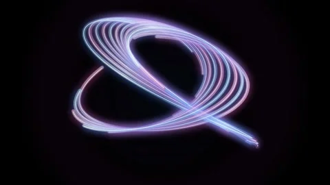 Abstract flowing luminous light trails with neon blue and pink hues against Stockbeeldmateriaal 348127884