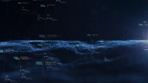 Abstract Flowing Matrix Data and Particles simulation Background Vídeos de archivo 169793591