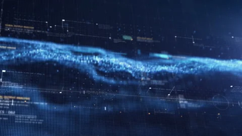 Abstract Flowing Matrix Data and Particles simulation Background Video stock 169794208