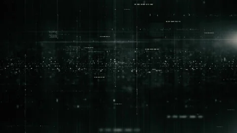 Abstract Flowing Matrix Data with exploding Particles Simulation HUD Background Stock Footage 172955211