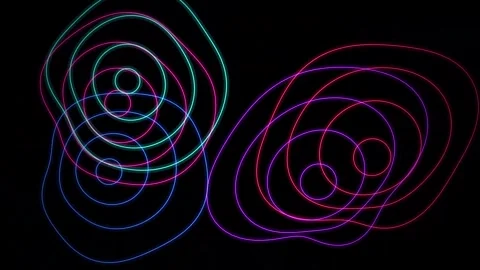Abstract flowing neon light trails in red blue and purple dynamic colorful Stock Footage 345383682